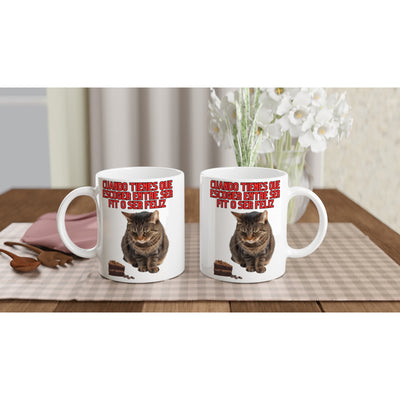 Taza Blanca con Impresión de Gato 