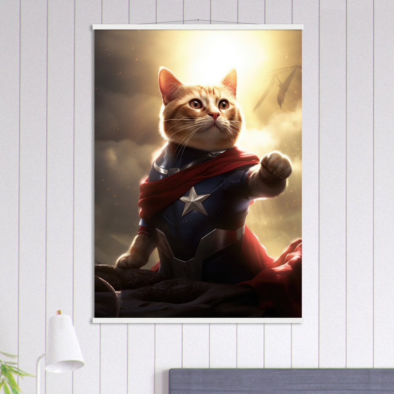 Póster semibrillante de gato con colgador "Michi Super Soldado" Gelato