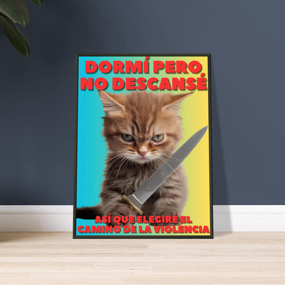 Póster Semibrillante de Gato con Marco Metal 