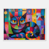 Póster de gato con marco de madera "Vibraciones Kandinsky" Michilandia | La tienda online de los fans de gatos