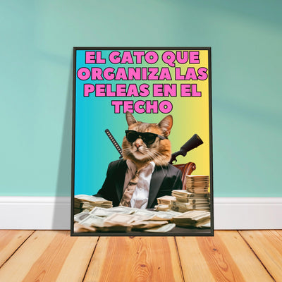 Póster Semibrillante de Gato con Marco Metal 