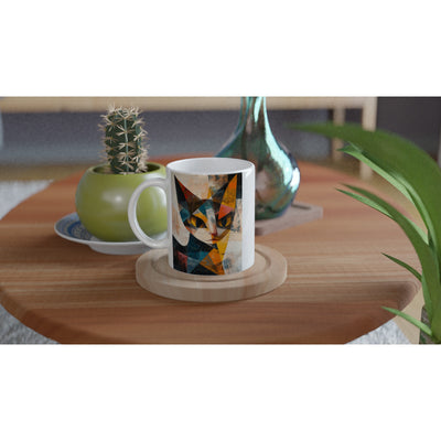 Taza Blanca con Impresión de Gato "Esencia de Picasso" Michilandia | La tienda online de los fans de gatos