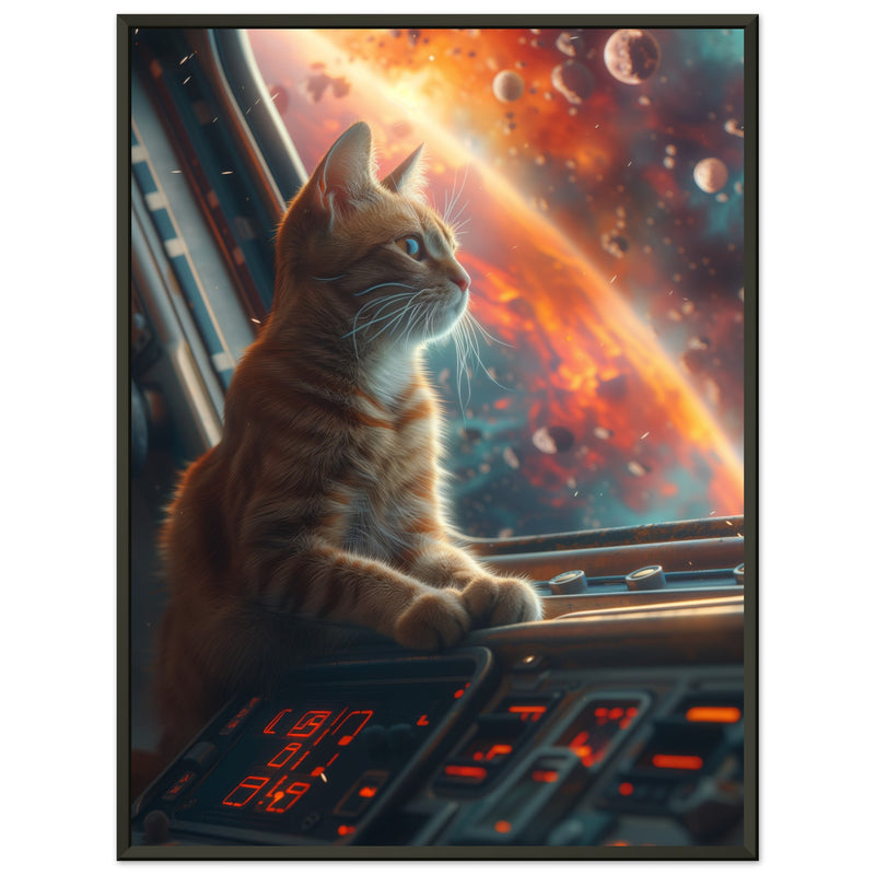 Póster Semibrillante de Gato con Marco Metal 