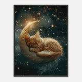 Póster Semibrillante de Gato con Marco Metal "Ensueño Lunar" Michilandia | La tienda online de los fans de gatos