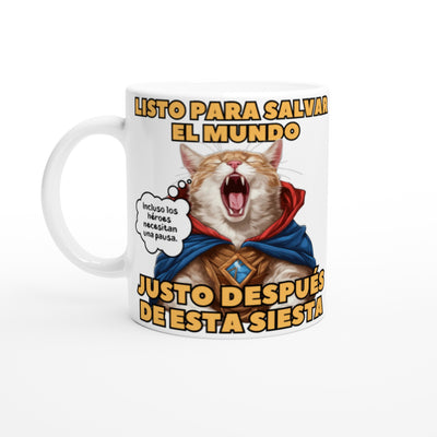 Taza Blanca con Impresión de Gato 