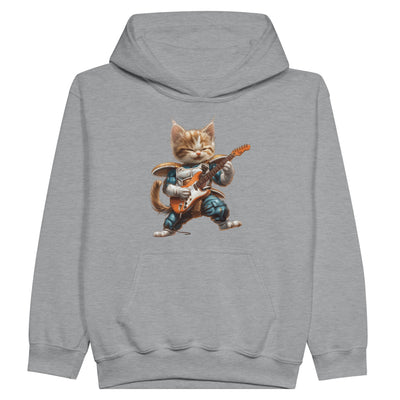 Sudadera con capucha júnior estampado de gato "Saiyajin Rockstar" Michilandia | La tienda online de los fans de gatos