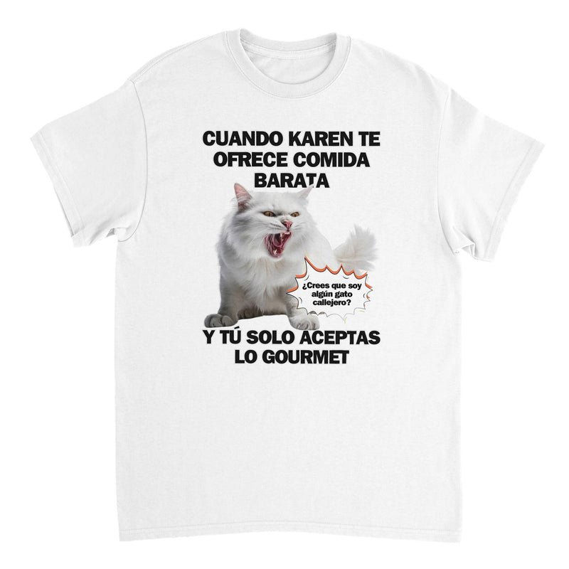 Camiseta Unisex Estampado de Gato "Gourmet Indignado" Michilandia | La tienda online de los fans de gatos