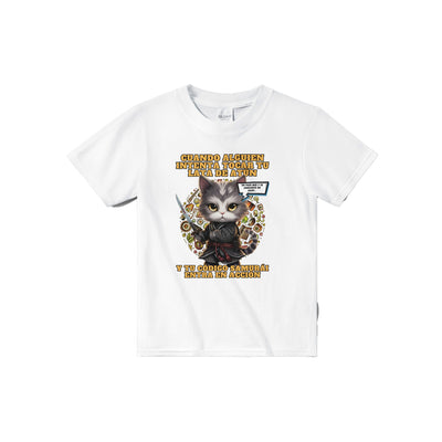 Camiseta júnior unisex estampado de gato "El Samurai del Atún" Michilandia | La tienda online de los amantes de gatos