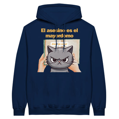 Sudadera con Capucha Unisex Estampado de Gato "El Misterio del Mayordomo" Michilandia | La tienda online de los fans de gatos