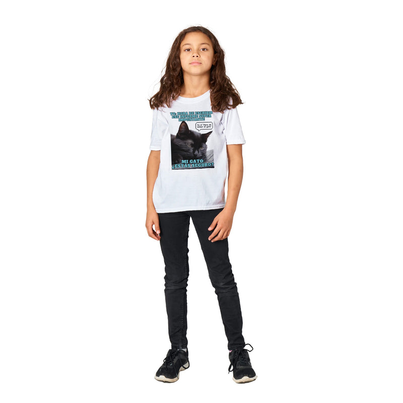 Camiseta Junior Unisex Estampado de Gato "Hora de mimar al gato" Michilandia | La tienda online de los amantes de gatos