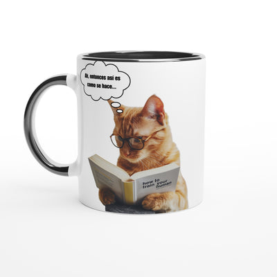 Taza Bicolor con Impresión de Gato 