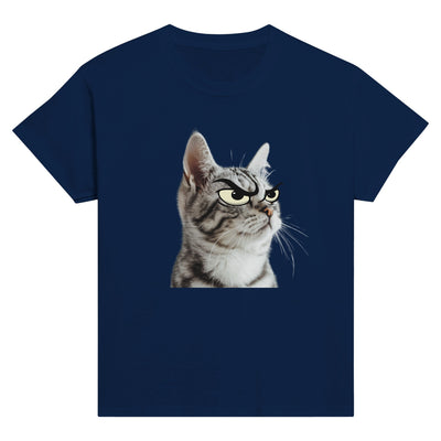 Camiseta Junior Unisex Estampado de Gato "Miau Malhumorado" Michilandia