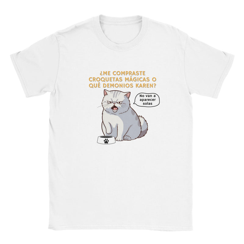 Camiseta Junior Unisex Estampado de Gato "Croquetas Mágicas" Michilandia | La tienda online de los fans de gatos