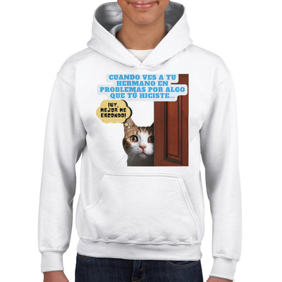 Sudadera con capucha júnior estampado de gato 