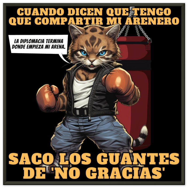 Póster Semibrillante de Gato con Marco Metal "Guardián del Arenero" Michilandia | La tienda online de los fans de gatos