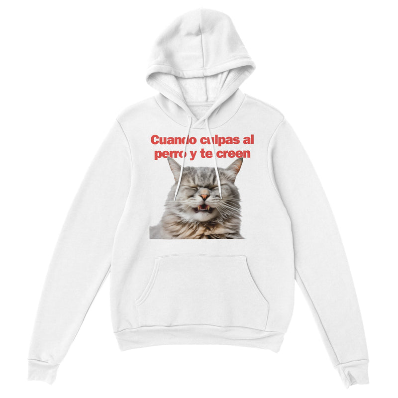 Sudadera con Capucha Unisex Estampado de Gato "Risa Culpable" Michilandia | La tienda online de los fans de gatos