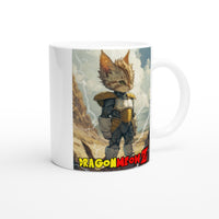 Taza Blanca con Impresión de Gato "Pequeño Guerrero del Desierto" Michilandia | La tienda online de los fans de gatos