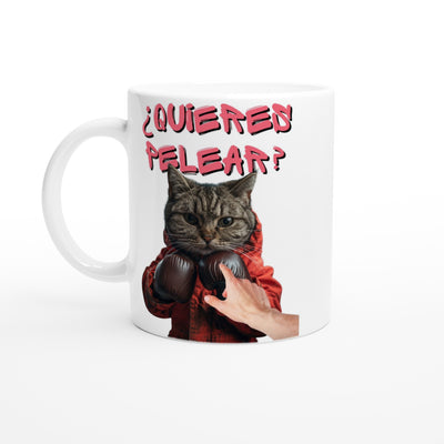 Taza Blanca con Impresión de Gato 