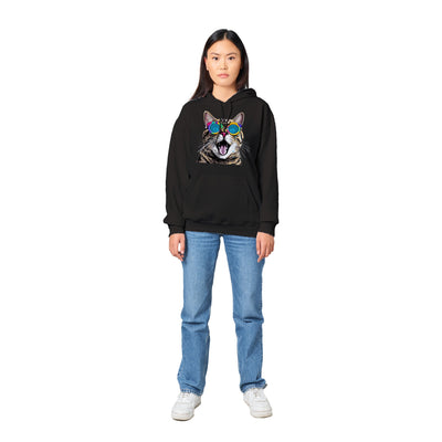 Sudadera con capucha unisex estampado de gato "Rainbow Glasses" Gelato