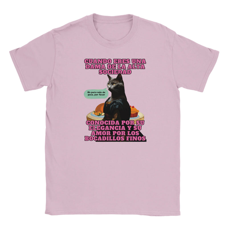 Camiseta Junior Unisex Estampado de Gato "Dama Felina" Michilandia | La tienda online de los fans de gatos