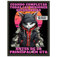 Póster Semibrillante de Gato con Marco Metal "GTA: Gato Theft Auto" Michilandia | La tienda online de los amantes de gatos