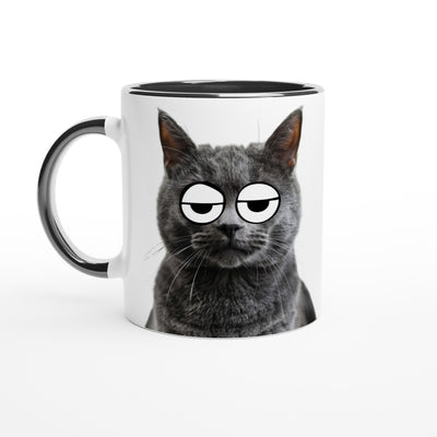 Taza Bicolor con Impresión de Gato 