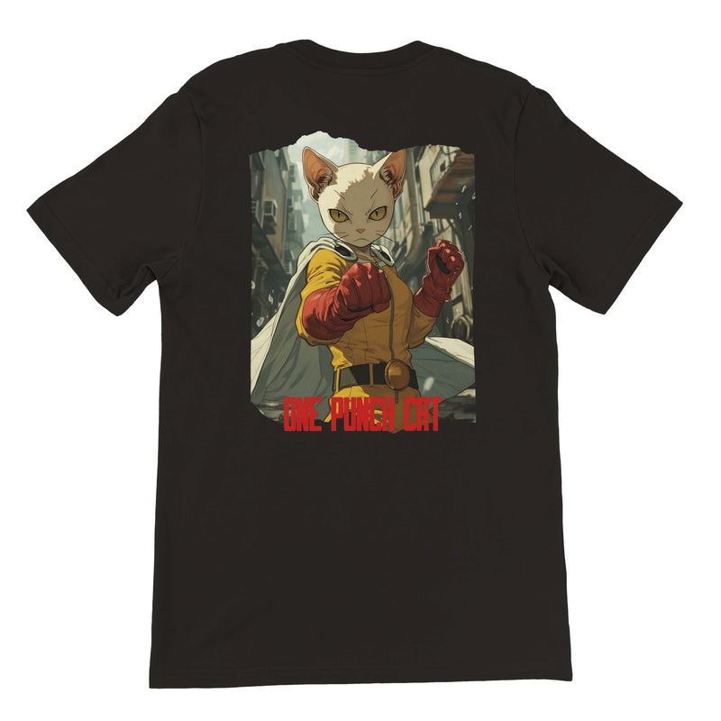 Camiseta Prémium Unisex Impresión Trasera de Gato 