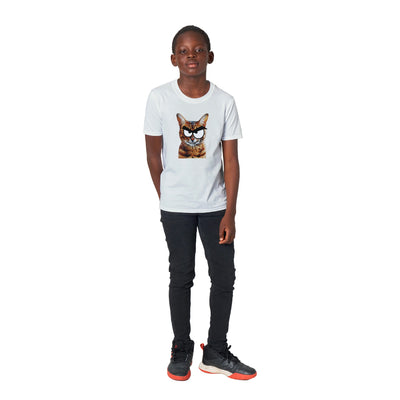 Camiseta Junior Unisex Estampado de Gato "Bengala Malicioso" Michilandia