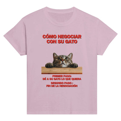 Camiseta Junior Unisex Estampado de Gato "Tácticas de Negociación" Michilandia | La tienda online de los fans de gatos