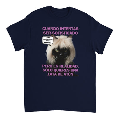 Camiseta Unisex Estampado de Gato "Elegancia Gatuna" Michilandia | La tienda online de los fans de gatos