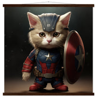Póster semibrillante de gato con colgador "Michi Captain America" Gelato