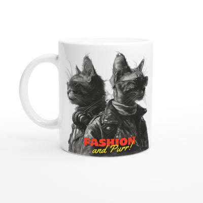 Taza Blanca con Impresión de Gato 