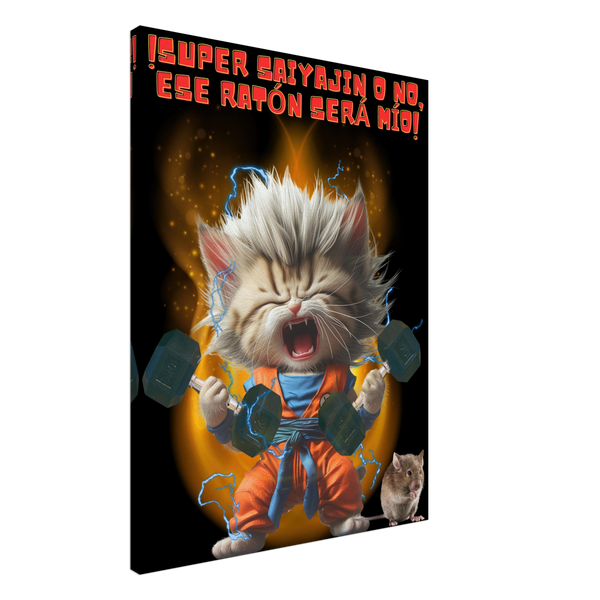 Lienzo de gato "Fuerza Felina Saiyajin"