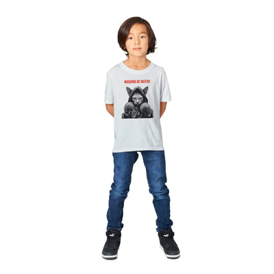 Camiseta Junior Unisex Estampado de Gato "Maquina de matar" Michilandia