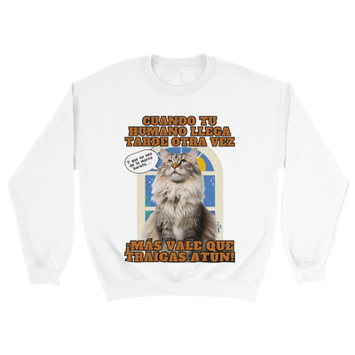 Sudadera unisex estampado de gato "Hora del Atún" Michilandia | La tienda online de los amantes de gatos