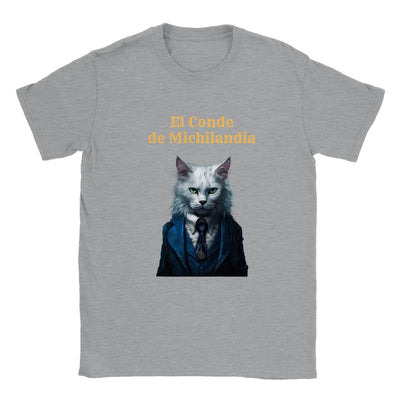 Camiseta unisex estampado de gato "El Conde de Michilandia" Gelato