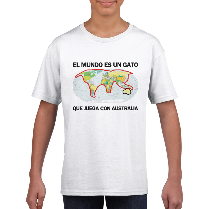 Camiseta Junior Unisex Estampado de Gato "Atlas Felino" Michilandia | La tienda online de los fans de gatos