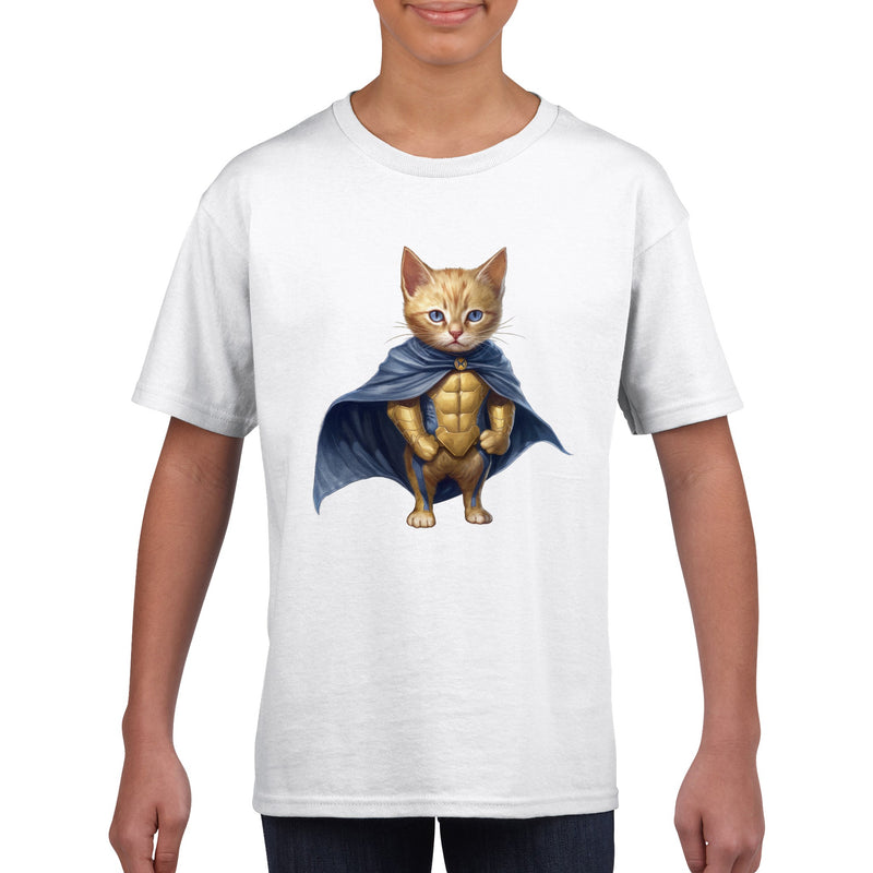 Camiseta júnior unisex estampado de gato "Fluffy Sentry" Gelato