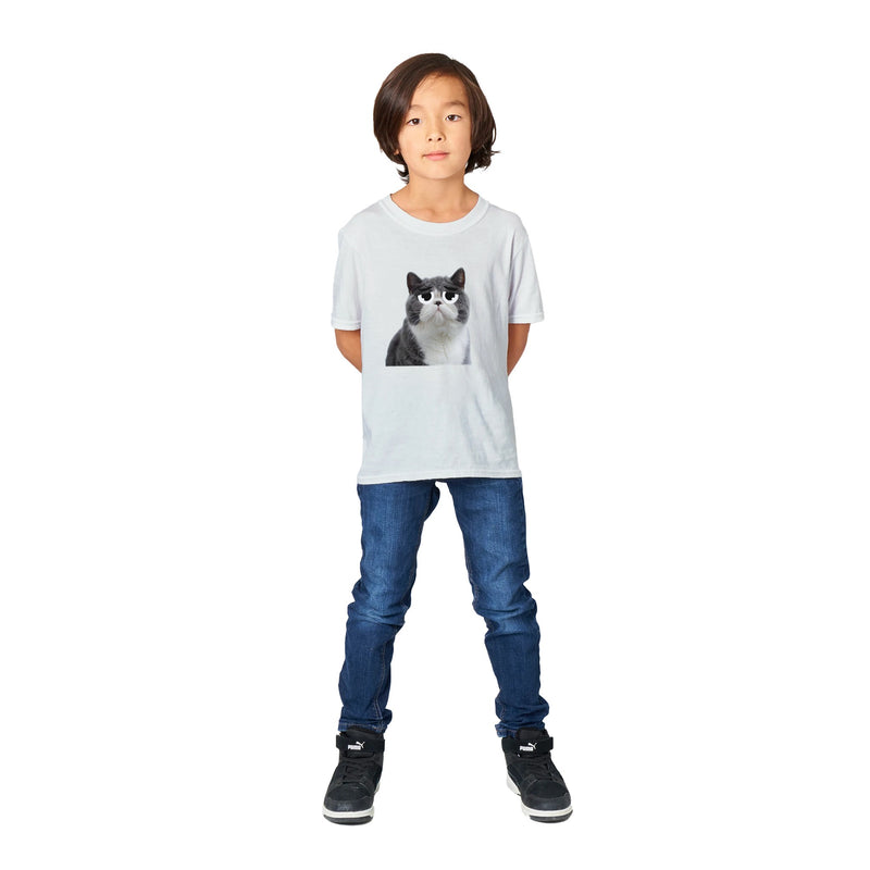 Camiseta Junior Unisex Estampado de Gato "Triste pero Gracioso" Michilandia