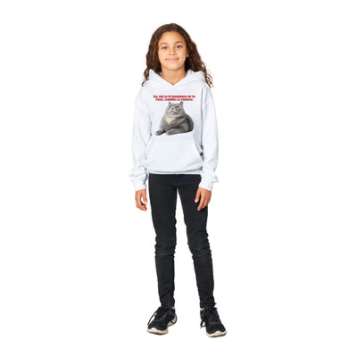 Sudadera con capucha júnior estampado de gato "Gordito Pensante" Michilandia | La tienda online de los fans de gatos