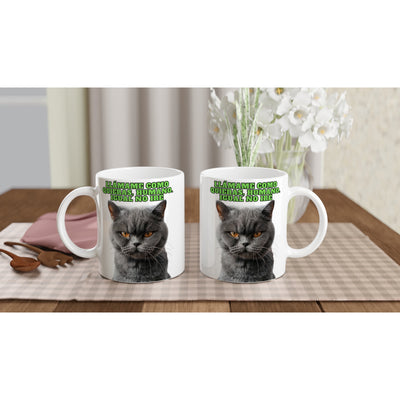 Taza Blanca con Impresión de Gato 