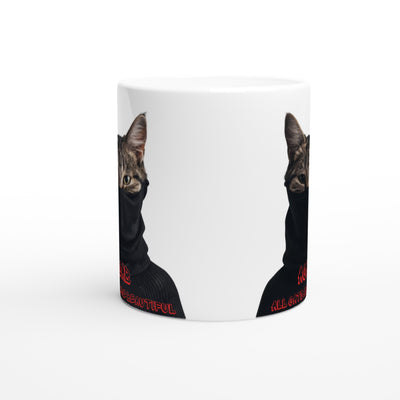 Taza Blanca con Impresión de Gato "Revolución Gatuna" Michilandia