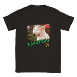 Camiseta unisex estampado de gato "Expresión Audaz" Negro