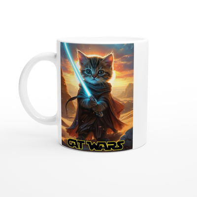 Taza Blanca con Impresión de Gato 