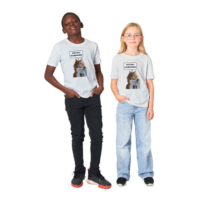 Camiseta Junior Unisex Estampado de Gato "Recompensa Miau" Michilandia