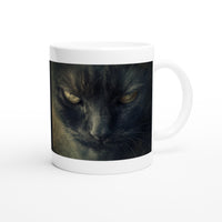 Taza Blanca con Impresión de Gato "Aura de Misterio" Michilandia | La tienda online de los fans de gatos