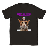 Camiseta júnior unisex estampado de gato "Traición Felina"