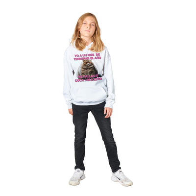 Sudadera con capucha júnior estampado de gato "Desilusión Anual" Michilandia | La tienda online de los fans de gatos