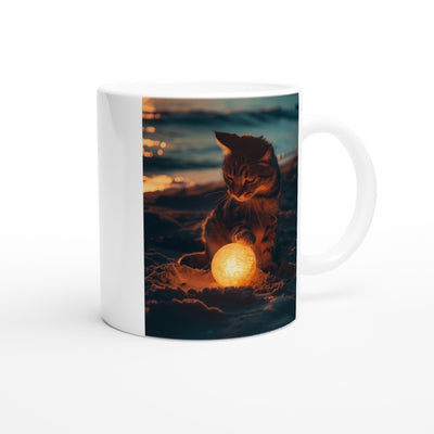 Taza Blanca con Impresión de Gato "Diversión Solar" Michilandia | La tienda online de los fans de gatos