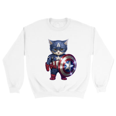 Sudadera unisex estampado de gato "Capitán América Peludo" Gelato